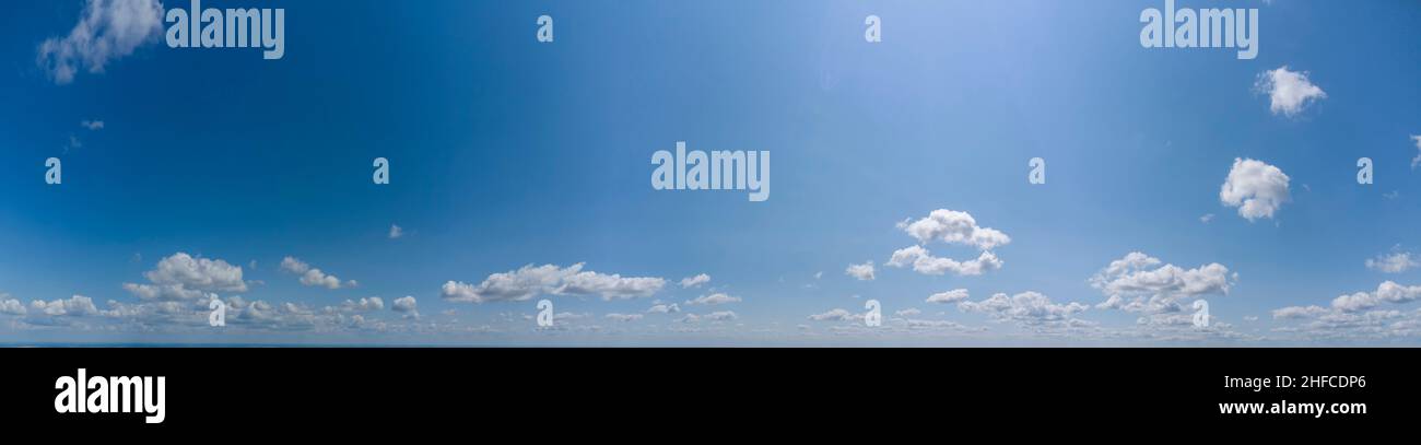 Panorama of blue sky with white clouds Stock Photo - Alamy