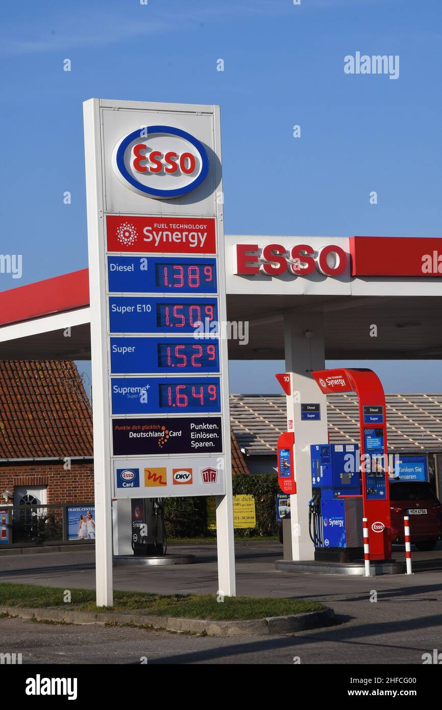 Burg / Fehmarn / Germany 17.November 2018. Esso gasoline station in