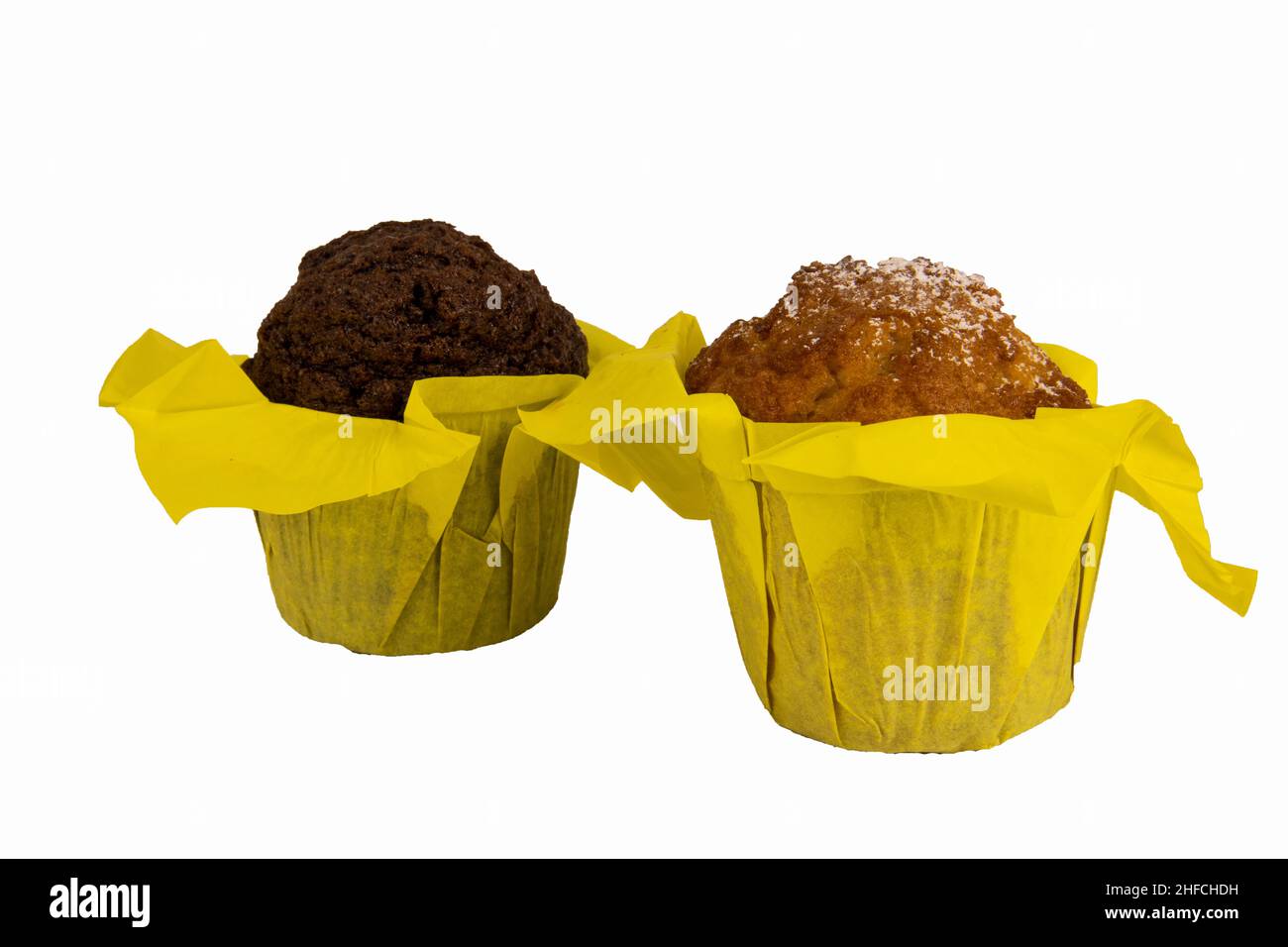 Two cupcakes isolated on white Stock Photo