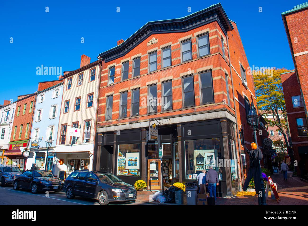 Historic commercial buildings on Market Street in historic city center
