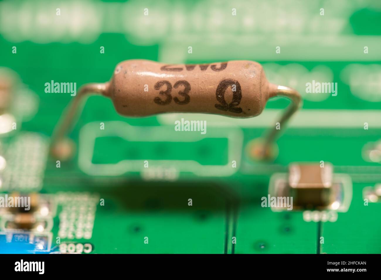 33 Ohm resistor macro. Stock Photo