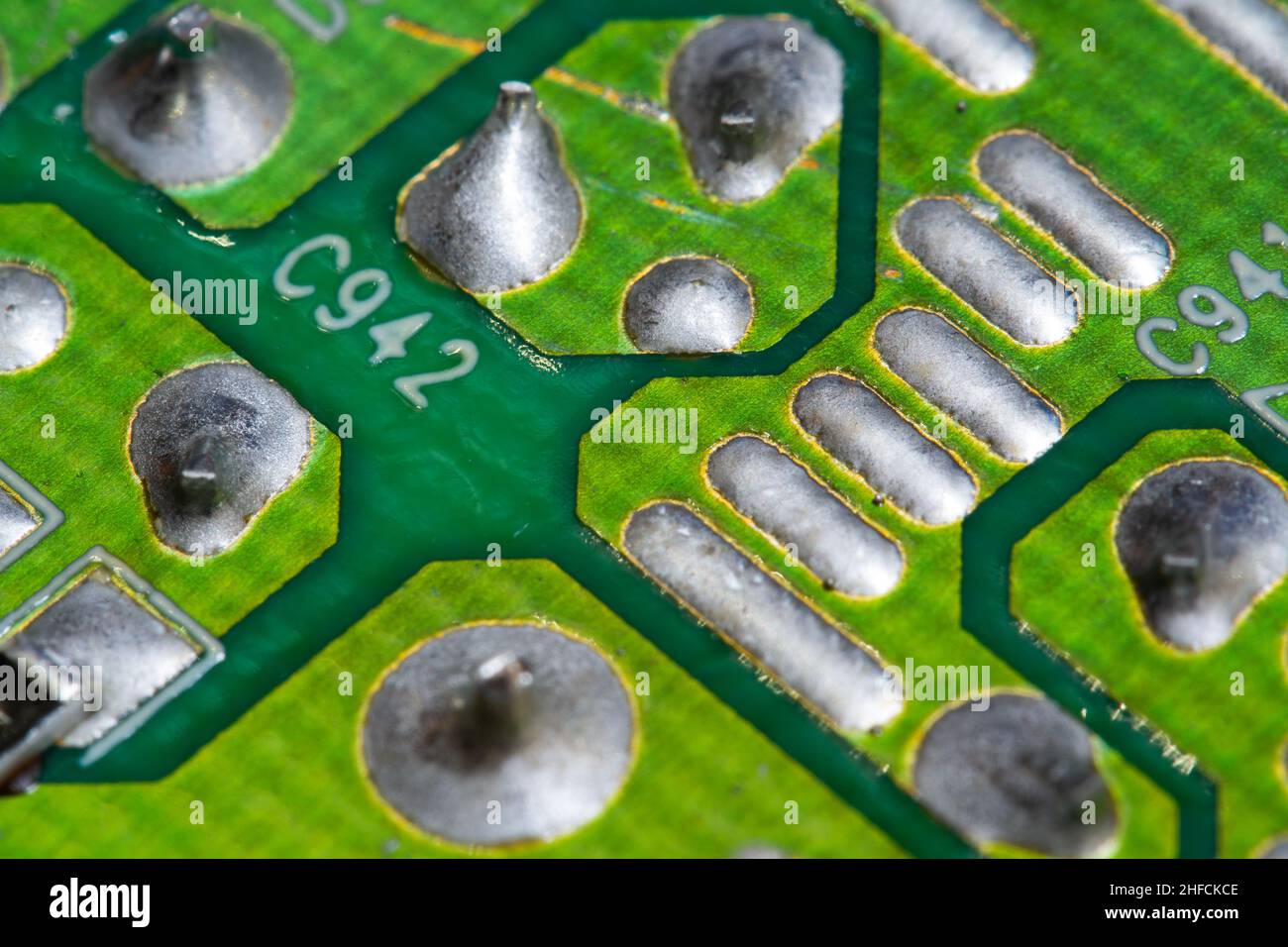Unusual solder marks on printed circuit board (PCB Stock Photo Alamy