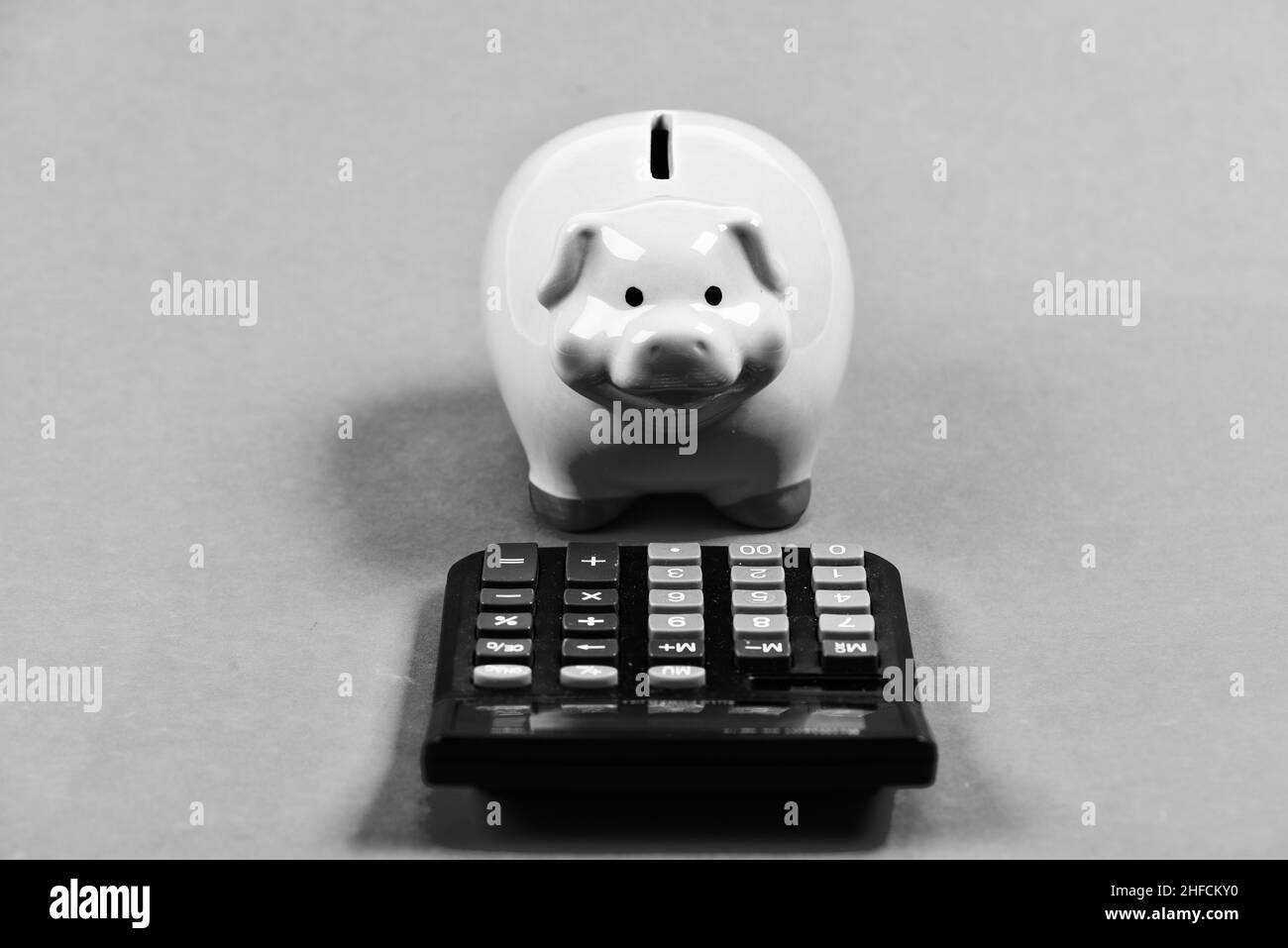 Piggy bank money savings. Investing gain profit. Pay taxes. Calculate