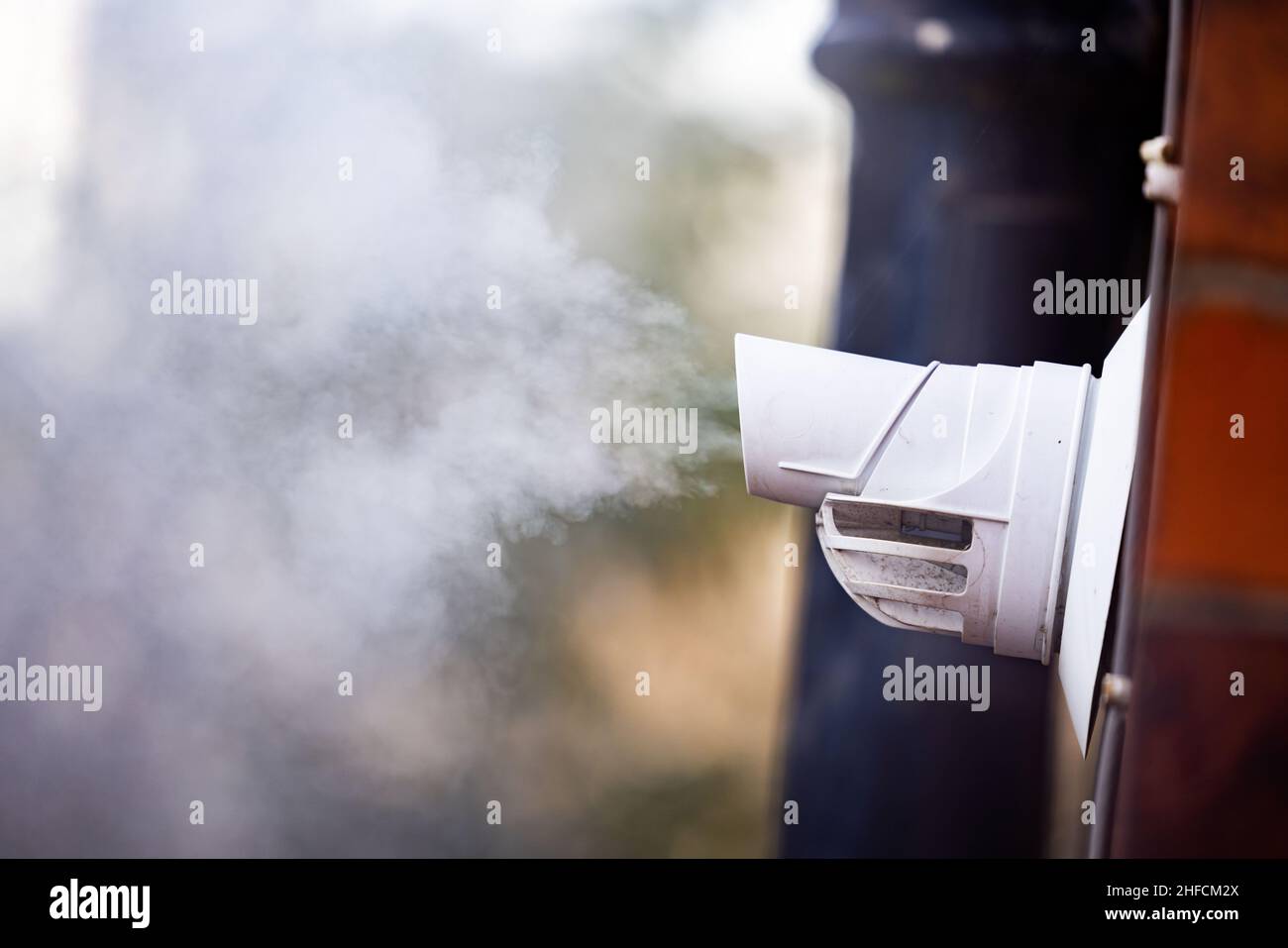 Central heating boiler flue. Stock Photo