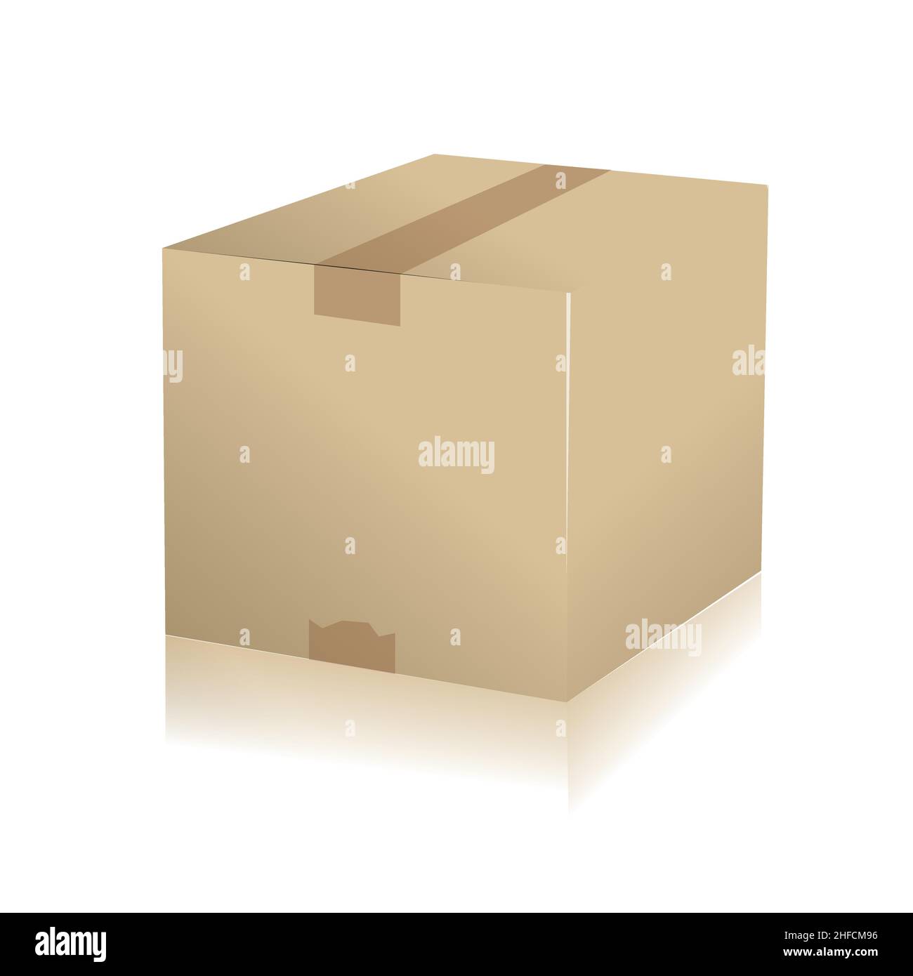 Brown carton delivery packaging box on checked transparent background ...
