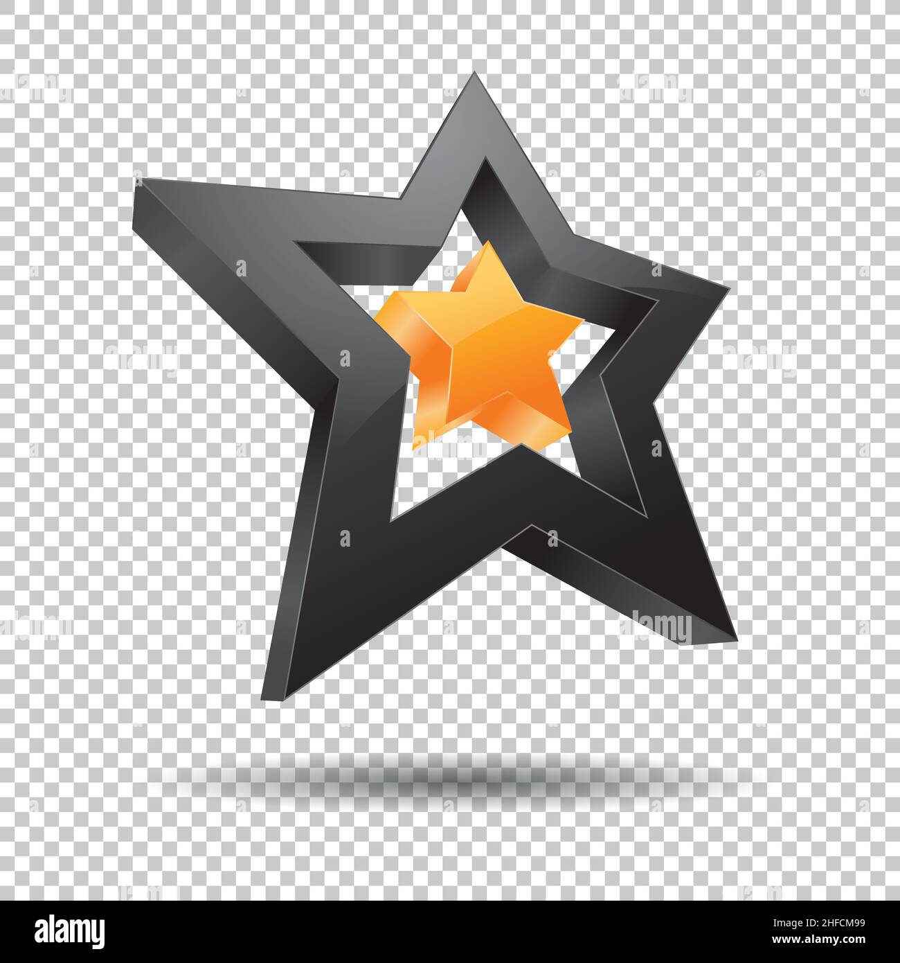 stars 3D logo, Glossy orange 3D trophy star icon. Symbol of leadership ...