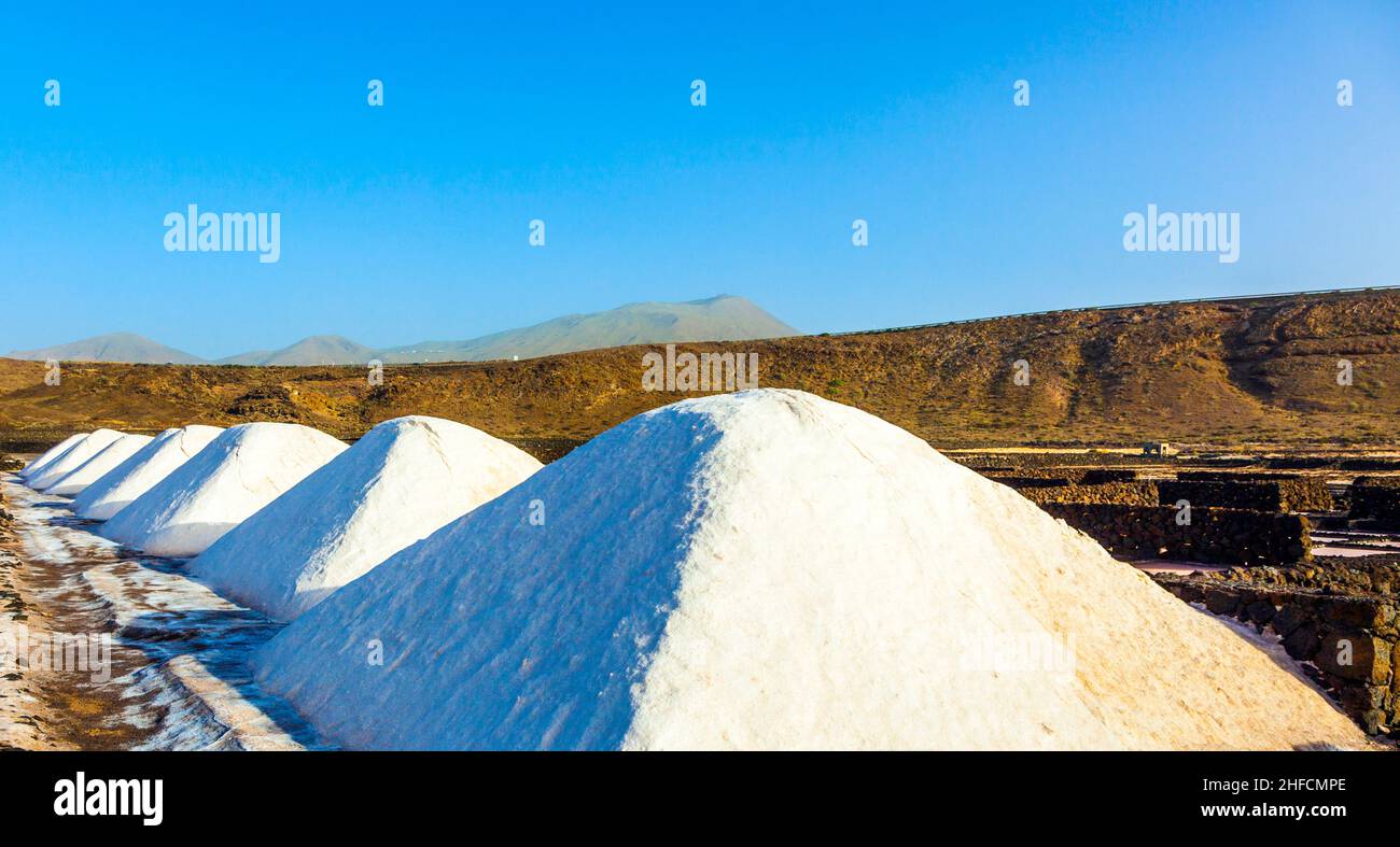 Salt refinery, Saline from Janubio, Lanzarote, Spain Stock Photo