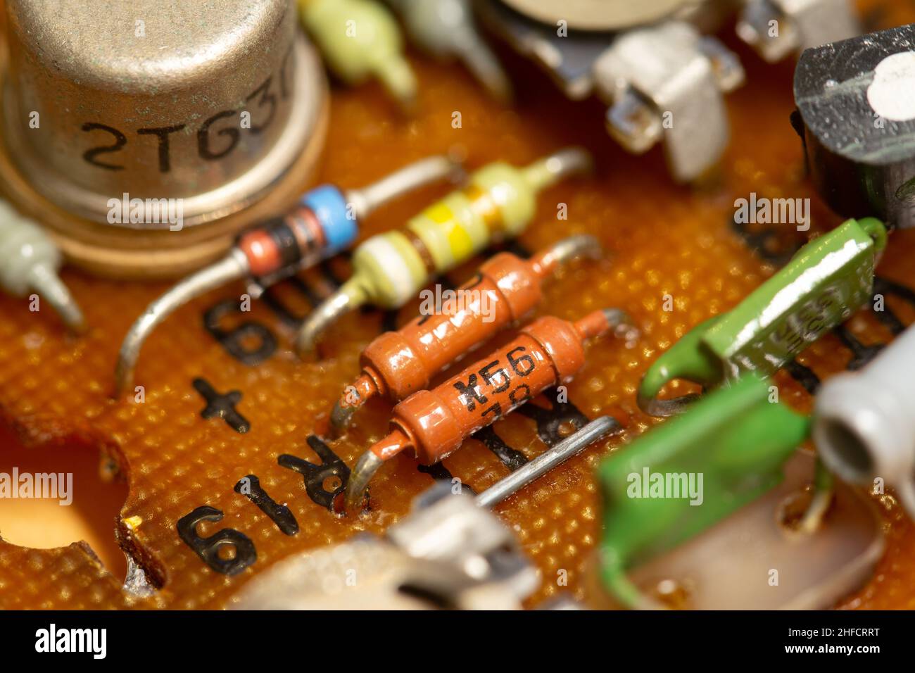 Old russian circuit board with electronic components Stock Photo Alamy