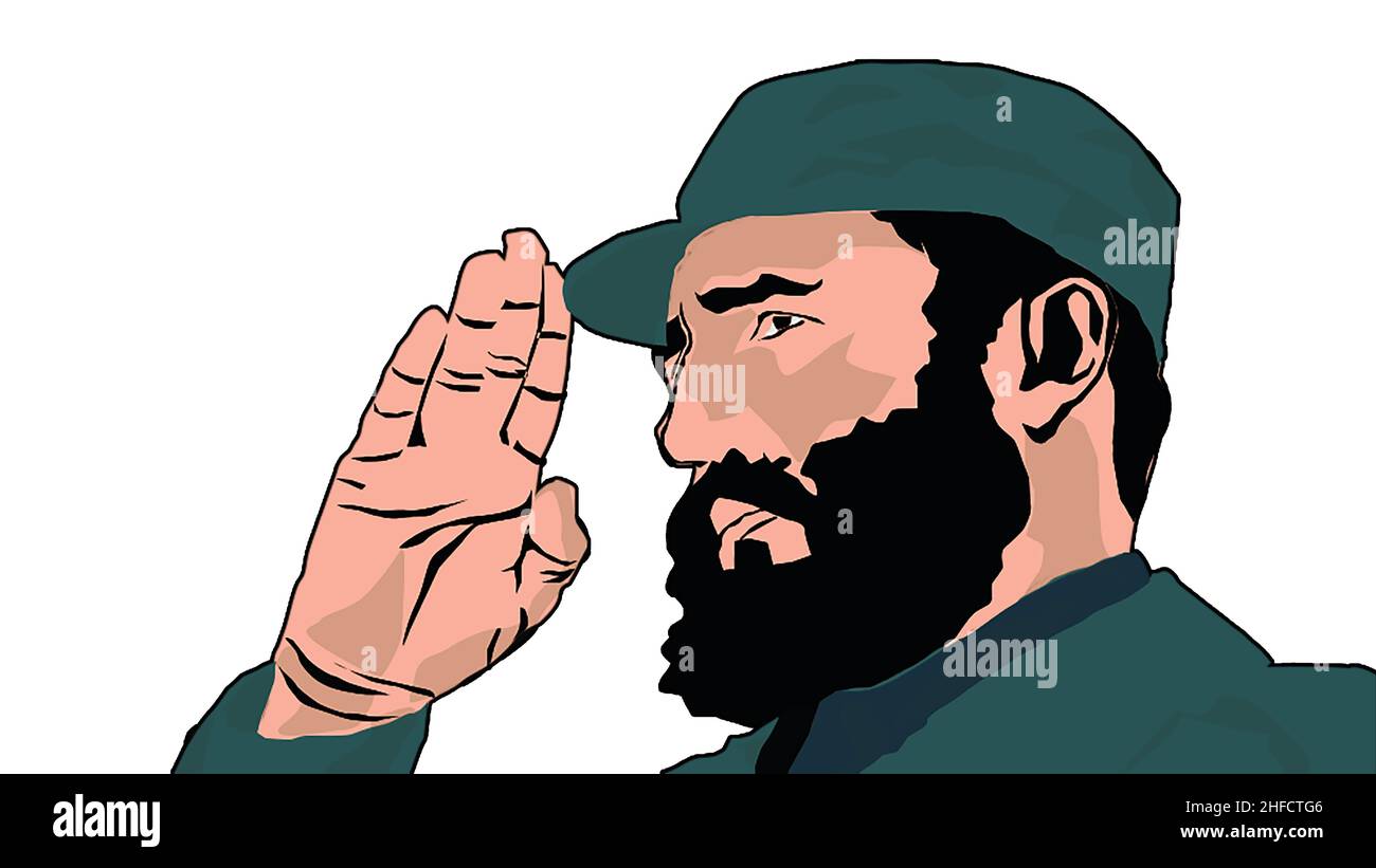 Fidel Salute vector art illustration Stock Vector