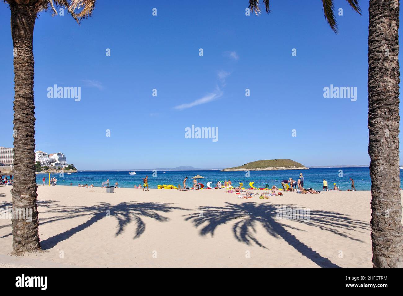 Beach view, Magaluf, Calvia Municipality, Mallorca, Balearic Islands, Spain Stock Photo
