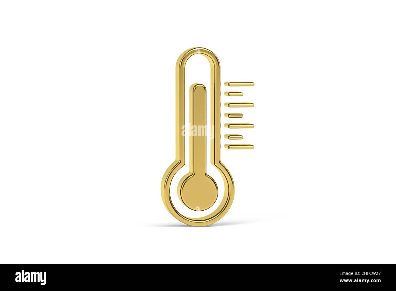 Golden 3D thermometer icon isolated on white background - 3D render ...