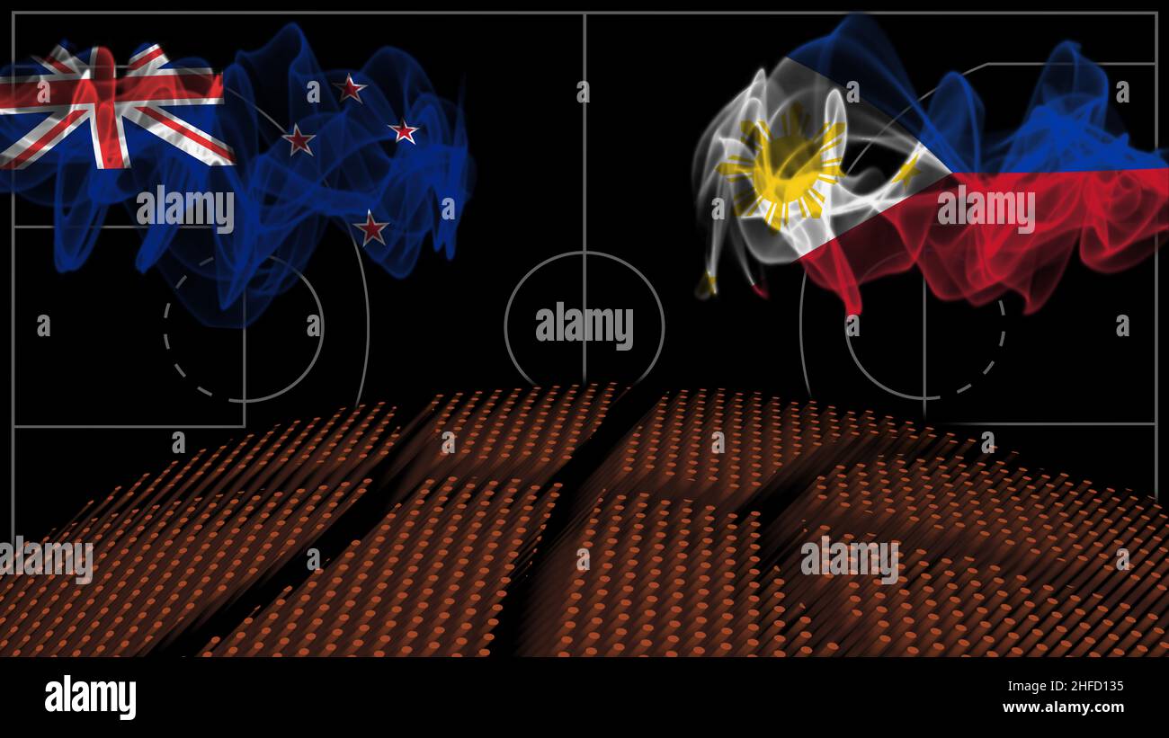 New Zealand vs Philippines Basketball, smoke flag, Sport game Stock