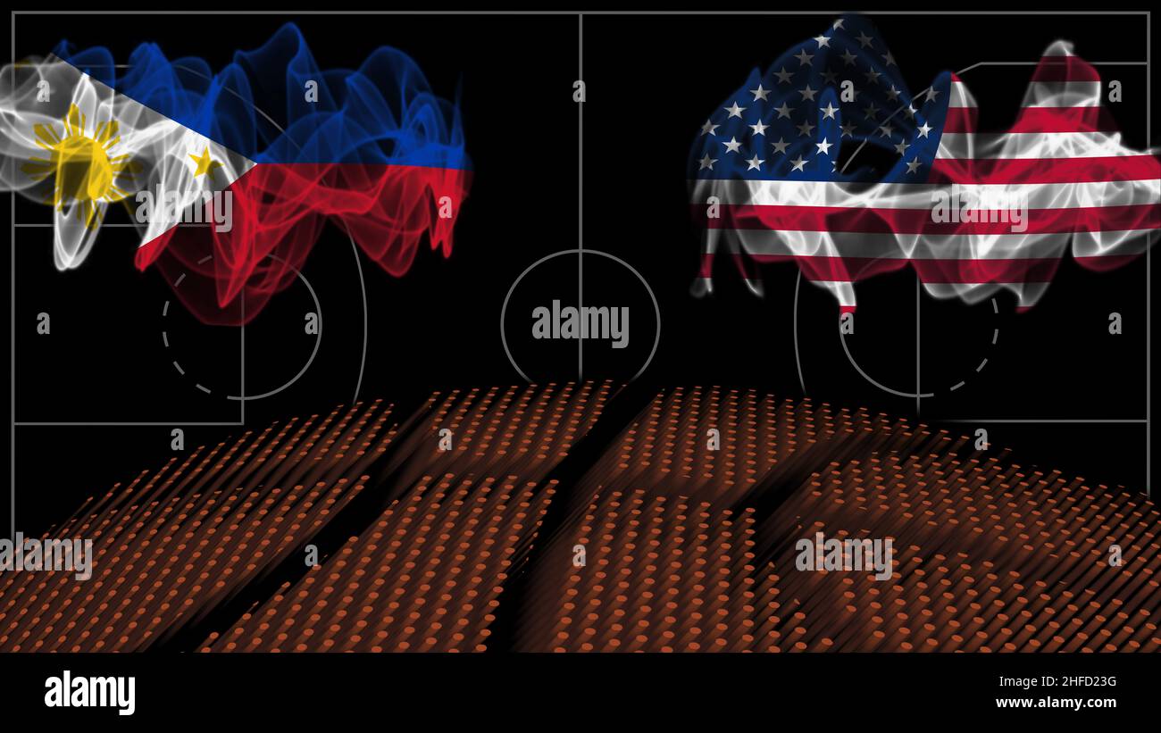 Philippines vs USA Basketball, smoke flag, Sport game Stock Photo Alamy