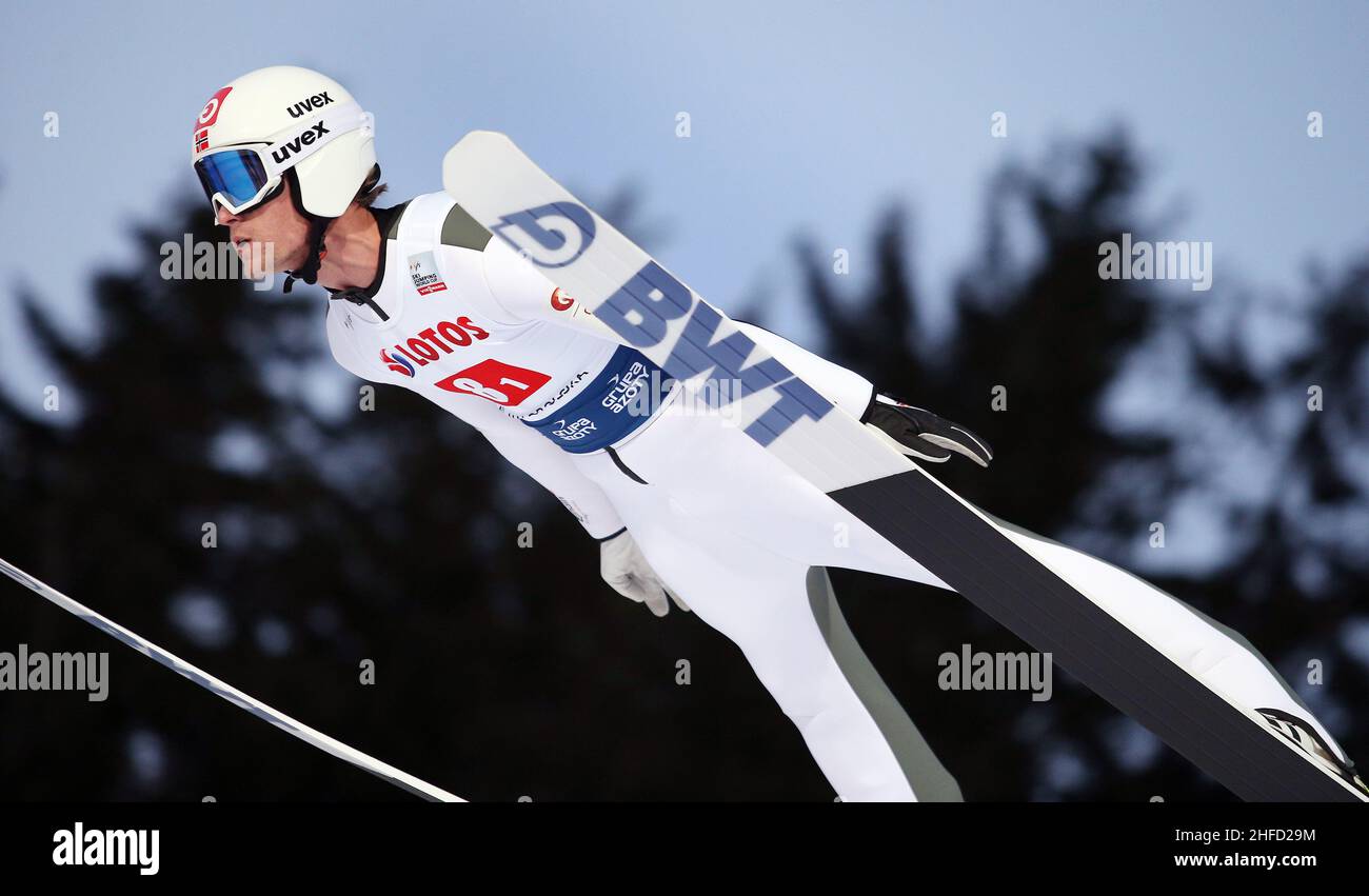 Zakopane, Poland. 15th Jan, 2022. Daniel Andre Tande during the team competition of the FIS Ski Jumping World Cup in Zakopane. Credit: SOPA Images Limited/Alamy Live News Stock Photo