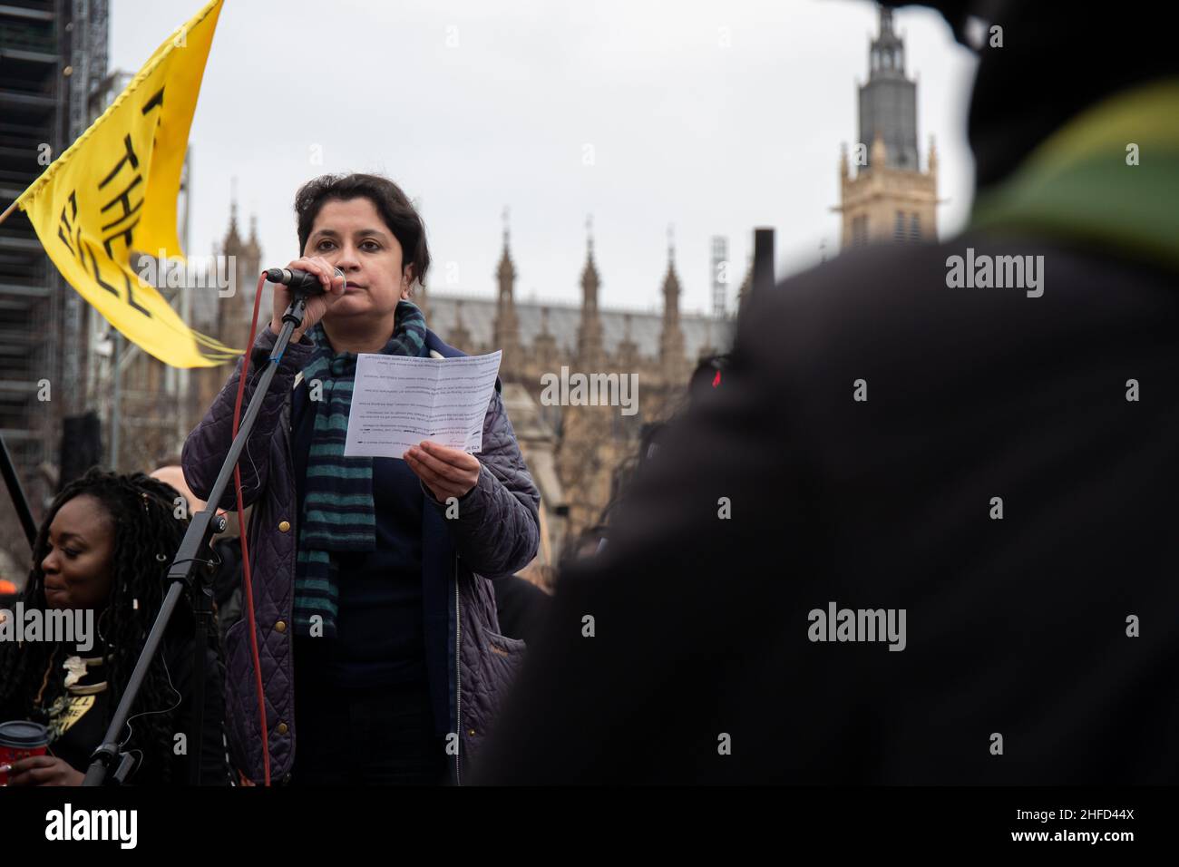 LONDON, UK 15th January 2022. Shami Chakrabarti Kill The Bill protest in London this week as the House of Lords will hear the final reading of the police, crime, sentencing and courts bill Stock Photo
