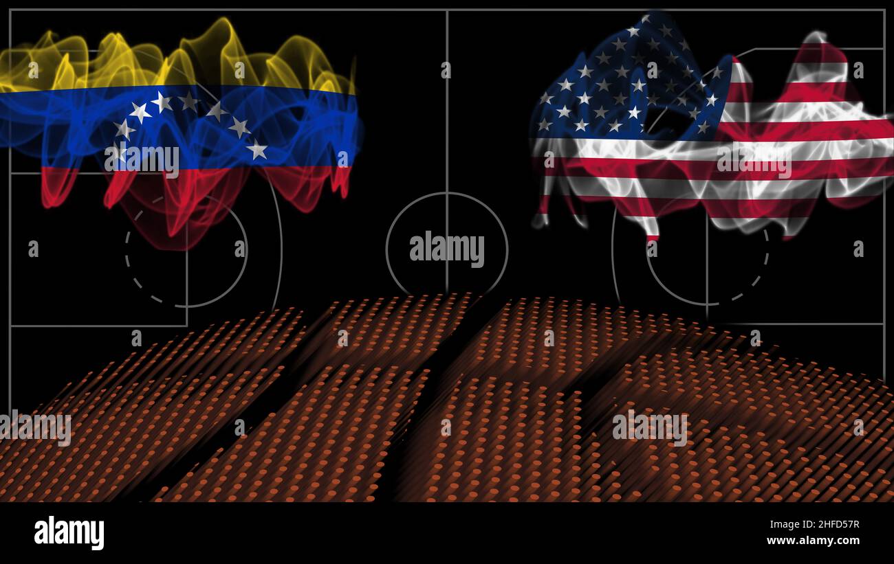 Venezuela vs USA Basketball, smoke flag, Sport game Stock Photo Alamy