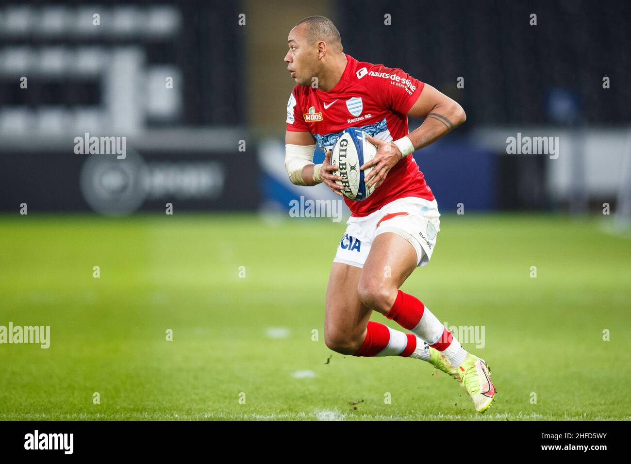 Swansea, UK. 15 January, 2022. Racing 92 centre Gael Fickou during the