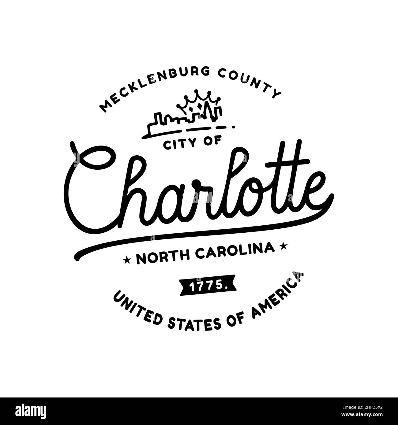 City of Charlotte. Vector and Illustration. Stock Vector