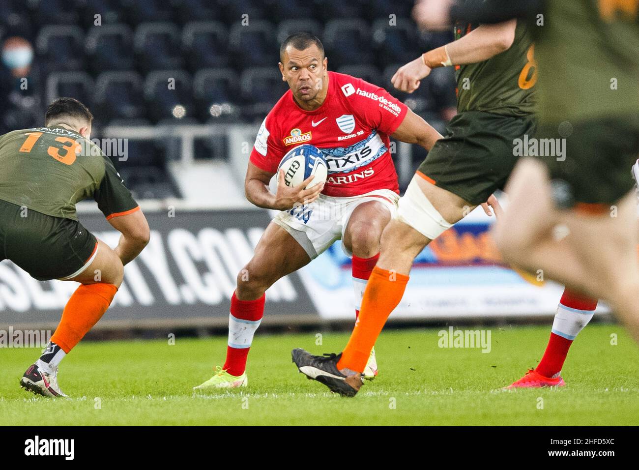 Swansea, UK. 15 January, 2022. Racing 92 fullback Kurtley Beale during