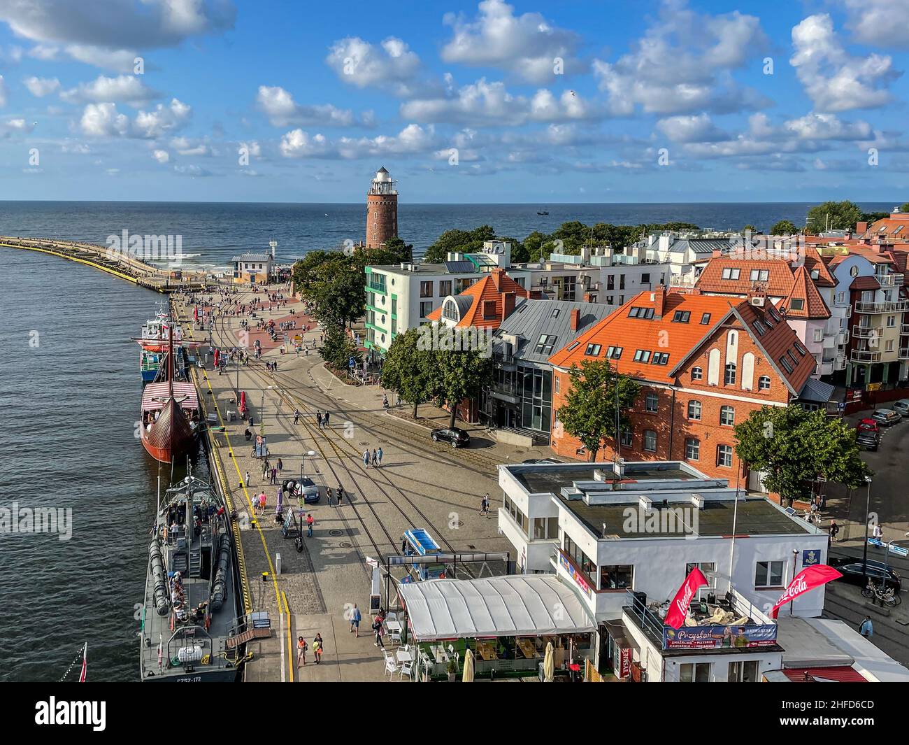 Port of Kolobrzeg is a Polish seaport located at the Parseta river. Port has a yacht harbour, fishing harbour, ferry harbour. Stock Photo