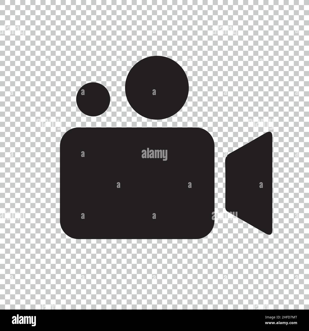 Video camera icon, Cinema camera  vector icon on checked transparent background. Vector illustration. Eps 10 vector file. Stock Vector
