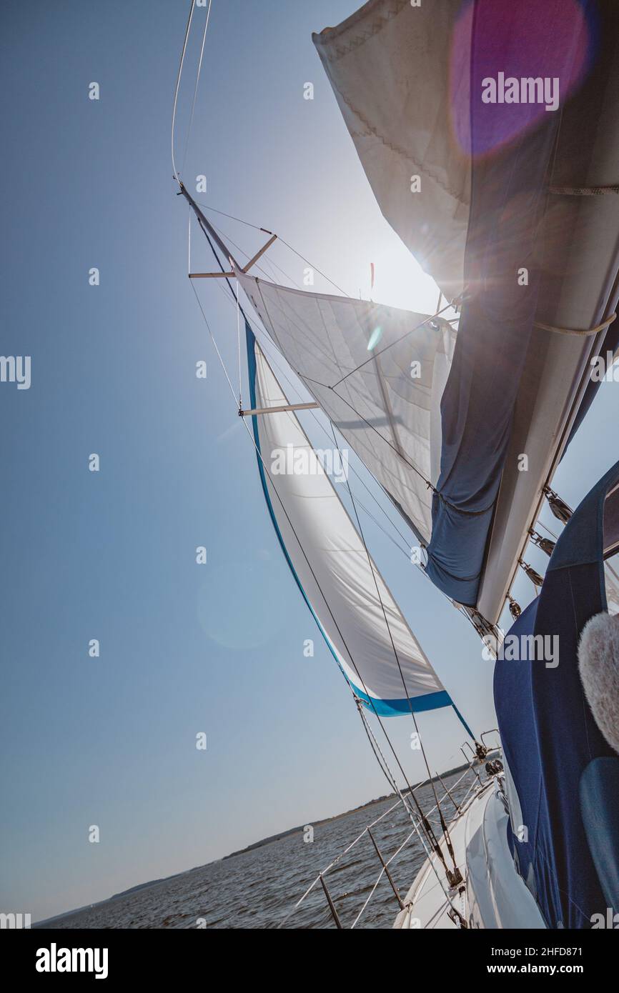 A gush of wind going through the sails Stock Photo