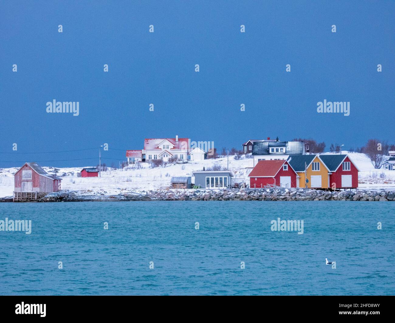 Winter in Sommaroy on the island Store Sommaroya, Norway Stock Photo