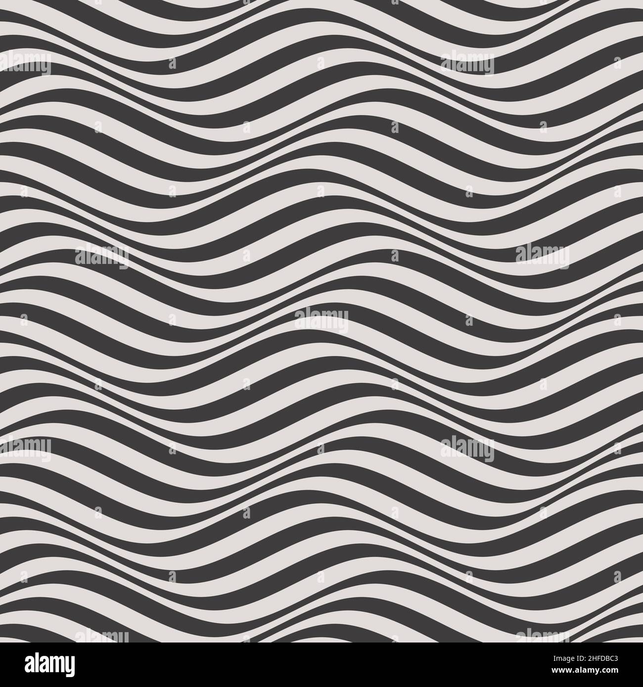 Wavy Lines Seamless Background in Black and White Color. Vector ...