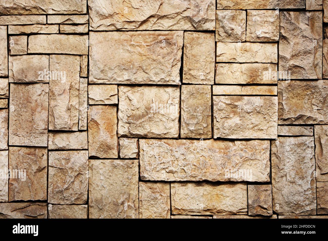 Photograph for wall background material using stones of various sizes Stock Photo