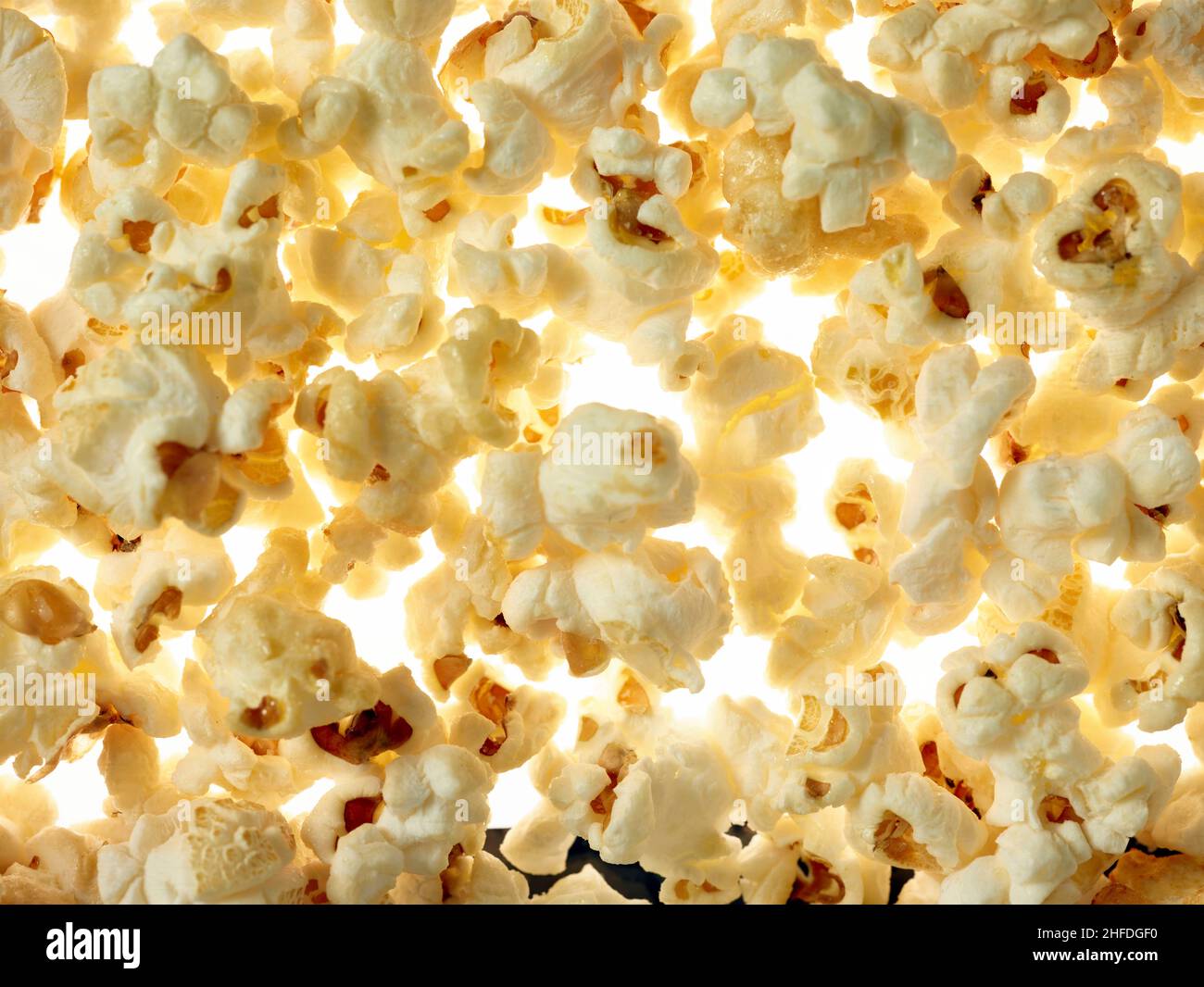 Macro food stilllife representation of popcorn, popped corn, popcorns