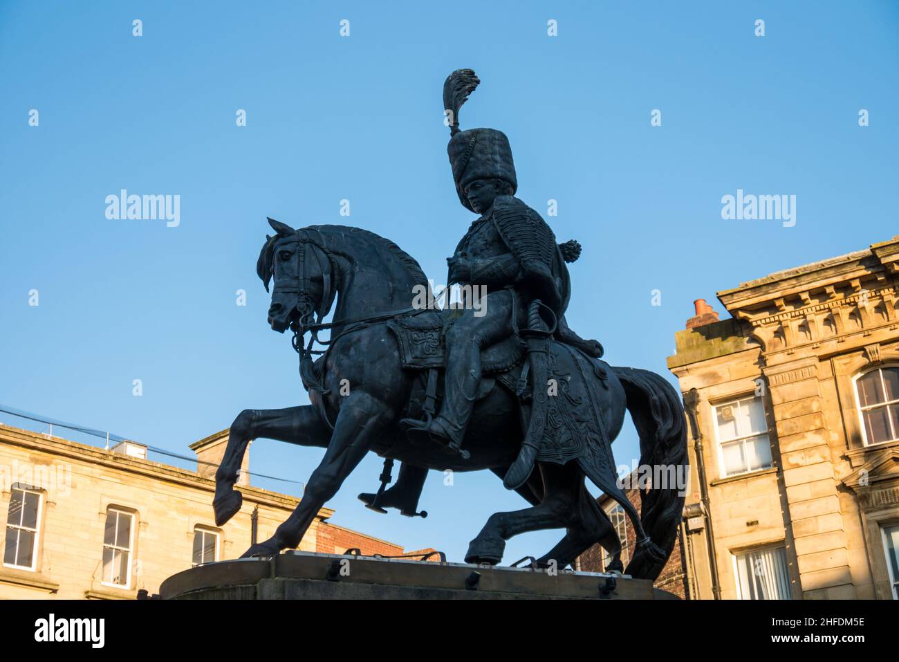 Close-up Photograph of The 'Marquess of Londonderry' (Charles William Vane Tempest Stewart) Statue located at Market Place, Durham. Stock Photo