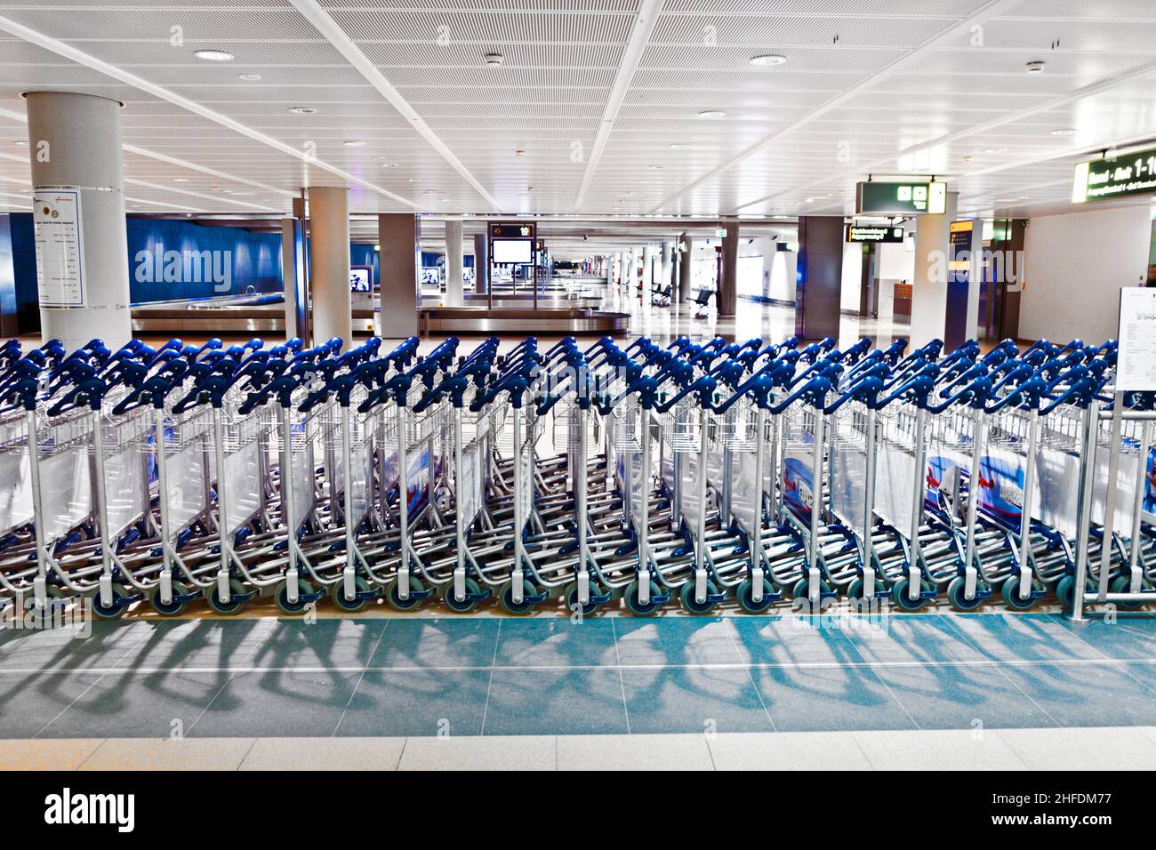 baggage carts in the airport Stock Photo Alamy
