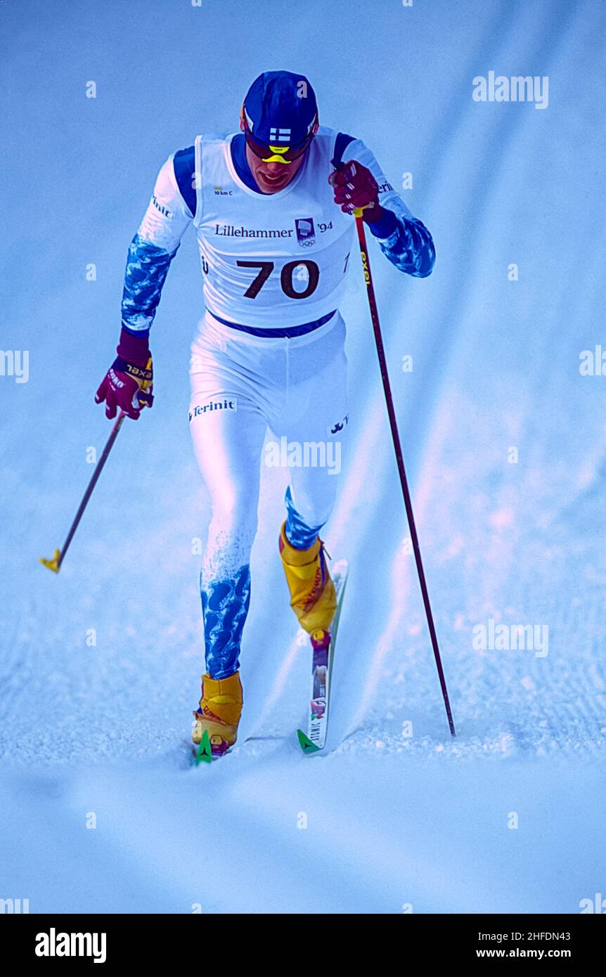 Jari Isometsa (FIN) competing in the men's 10km cross country skiing at the 1994 Olympic Winter Games. Stock Photo