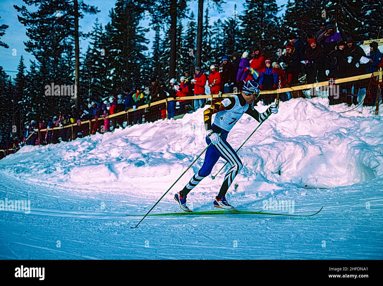 Mikhail Botvinov (RUS) competing in the men's 10km cross country skiing at the 1994 Olympic Winter Games. Stock Photo