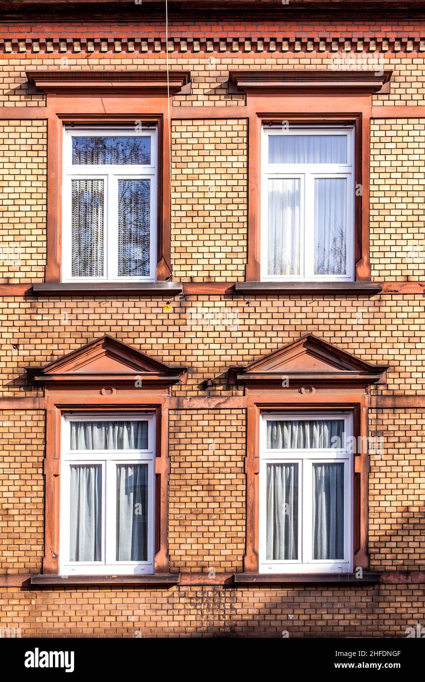 facade of an old house with window Stock Photo - Alamy