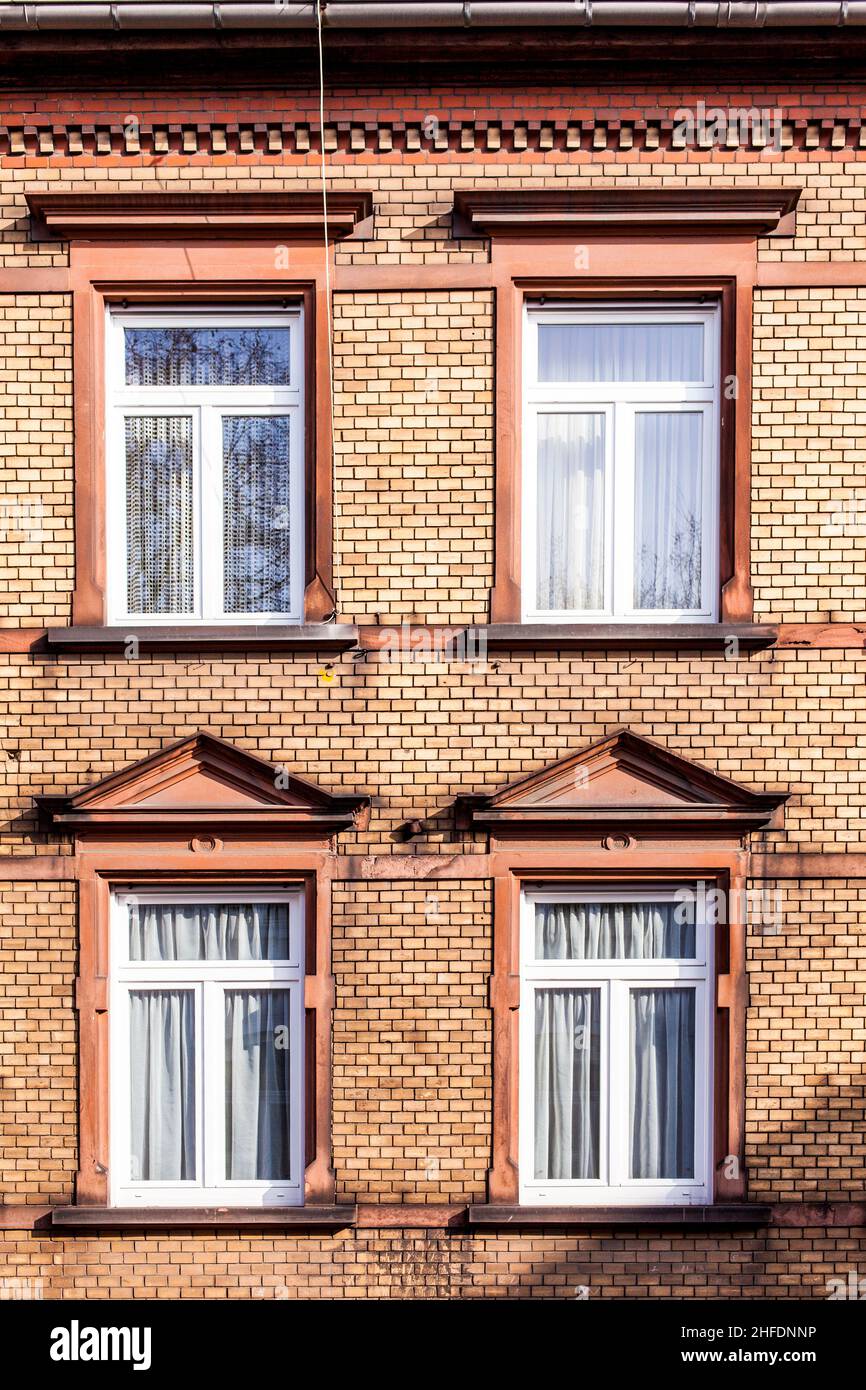 facade of an old house with window Stock Photo - Alamy