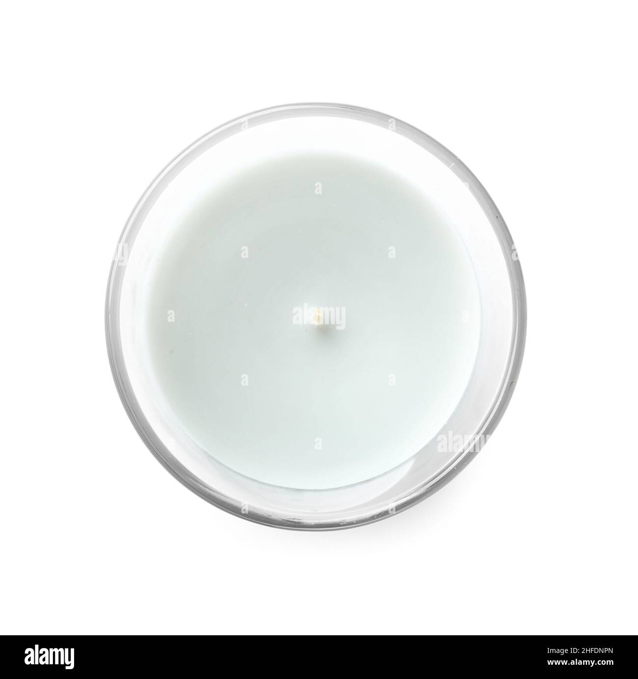 Glass holder with candle on white background Stock Photo - Alamy