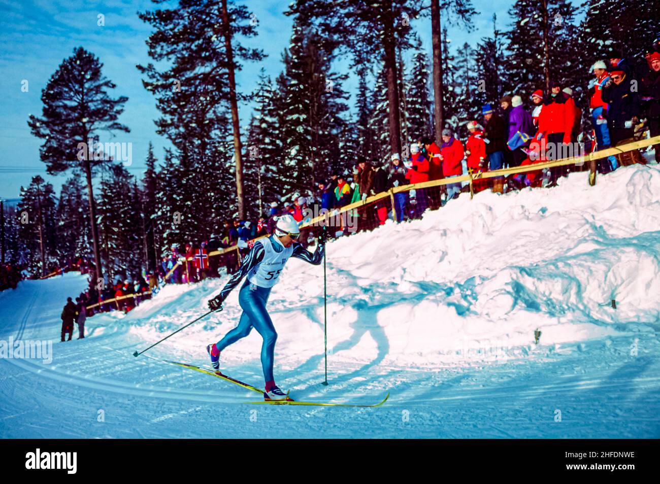 Jeremias Wigger (SUI) competing in the men's 10km cross country skiing at the 1994 Olympic Winter Games. Stock Photo