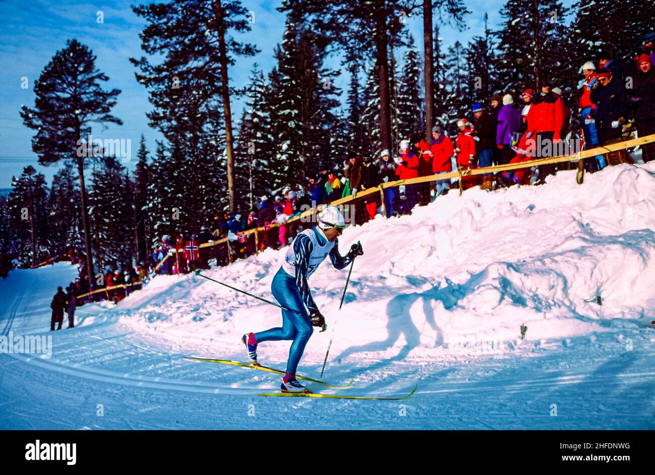 Jeremias Wigger (SUI) competing in the men's 10km cross country skiing at the 1994 Olympic Winter Games. Stock Photo
