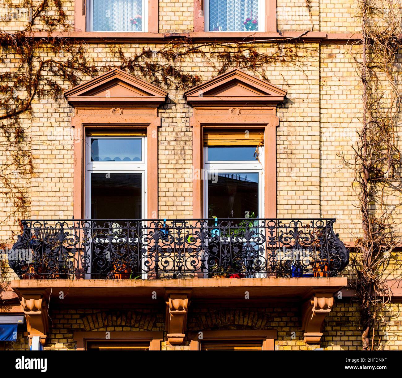 brick wall of an old house with window Stock Photo - Alamy
