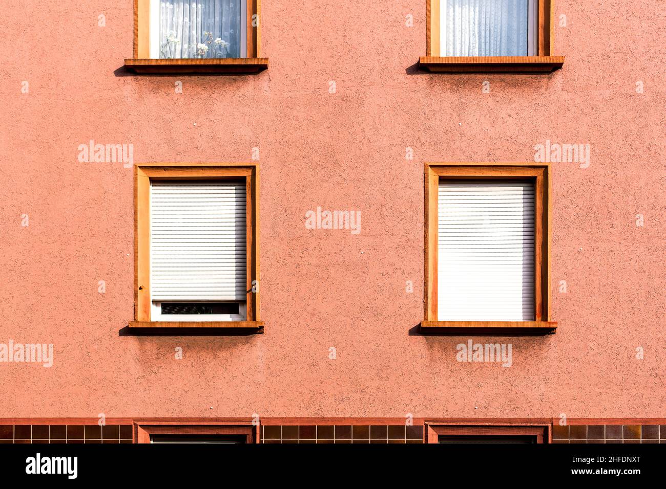 brick wall of an old house with window Stock Photo - Alamy