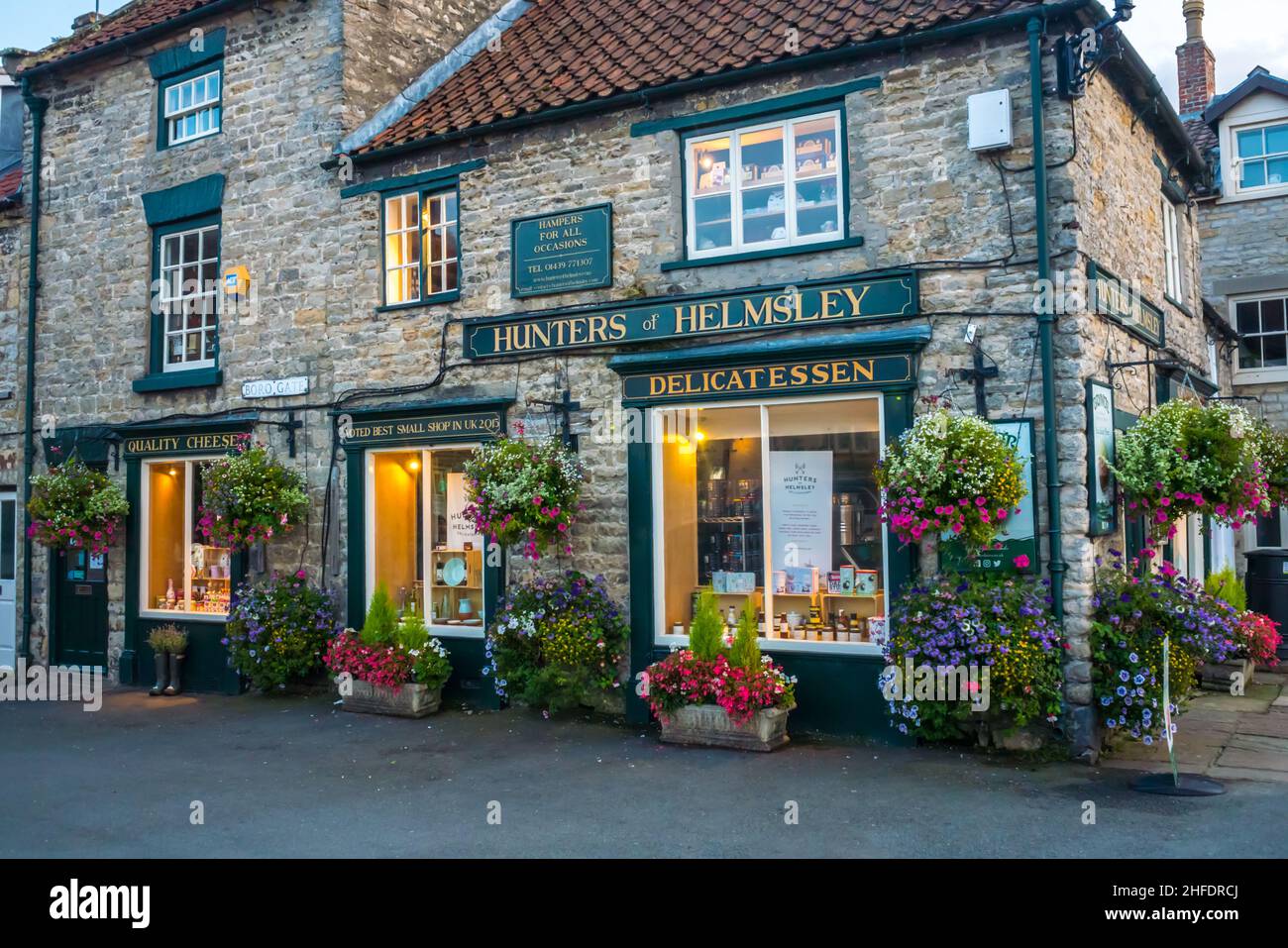 Hunters of Helmsley Delicatessen, located at Helmsley, North Yorkshire Stock Photo