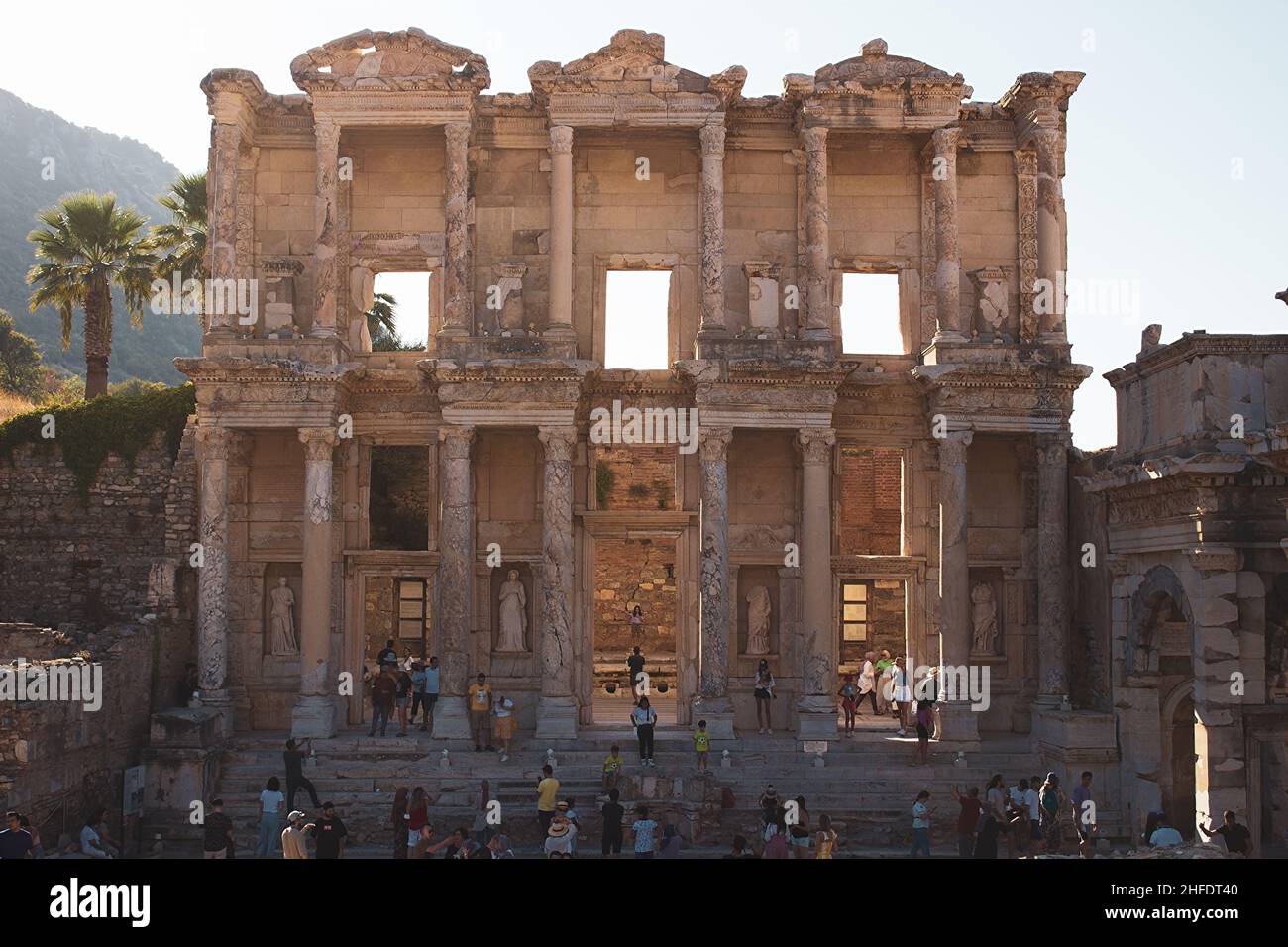 Izmir, Selcuk, Turkey- August 30, 2021: Library of Celsus in Ephesus. Ancient city of Ephesus in Izmir. Roman empire ruins Stock Photo