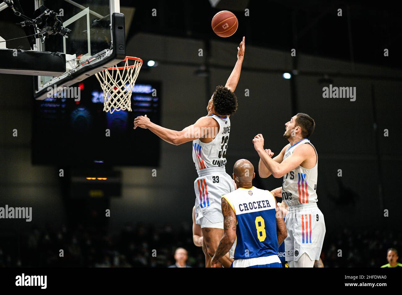 Bandja Sy of Metropolitans 92 dunks during the French championship, Betclic  Elite Basketball match between Paris Basketball and Metropolitans 92  (Boulogne-Levallois) on January 15, 2022 at Halle Georges Carpentier in  Paris, France 