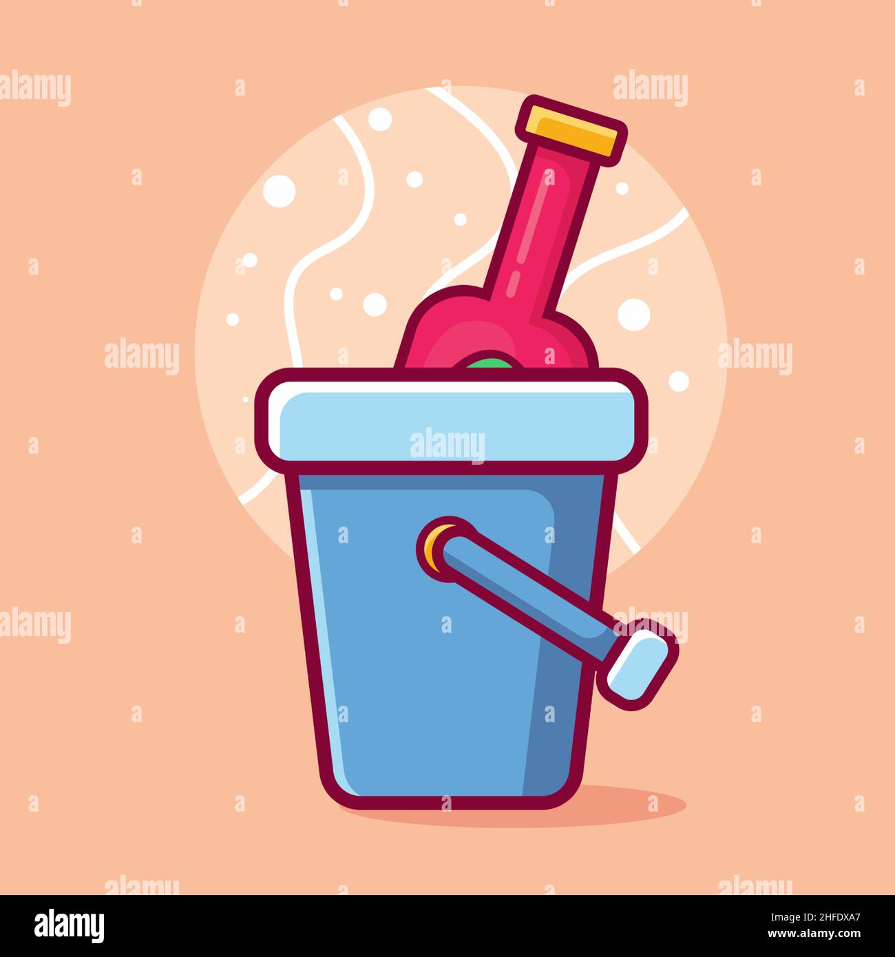bucket of beer isolated cartoon vector illustration in outline flat