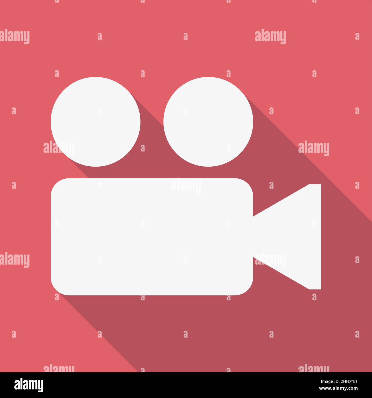 Video recorder icon in flat style red background Stock Vector