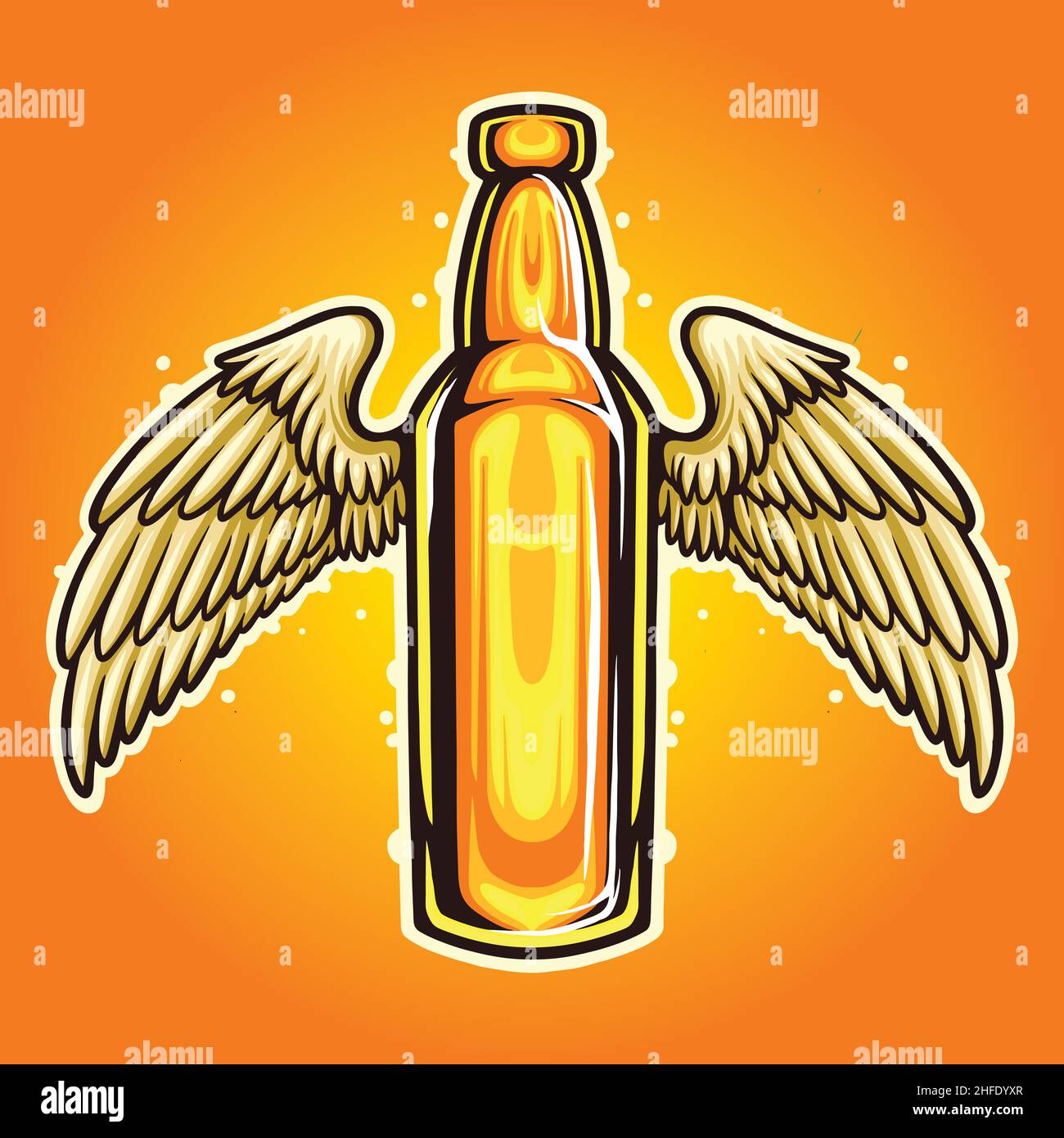 Bottle Beer Wings Mascot Illustrations Vector Stock Vector