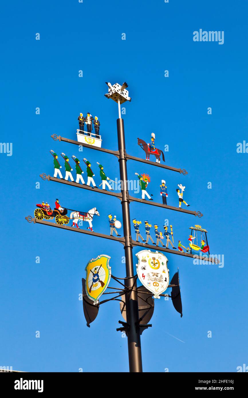 traditional maypole with clear blue sky Stock Photo