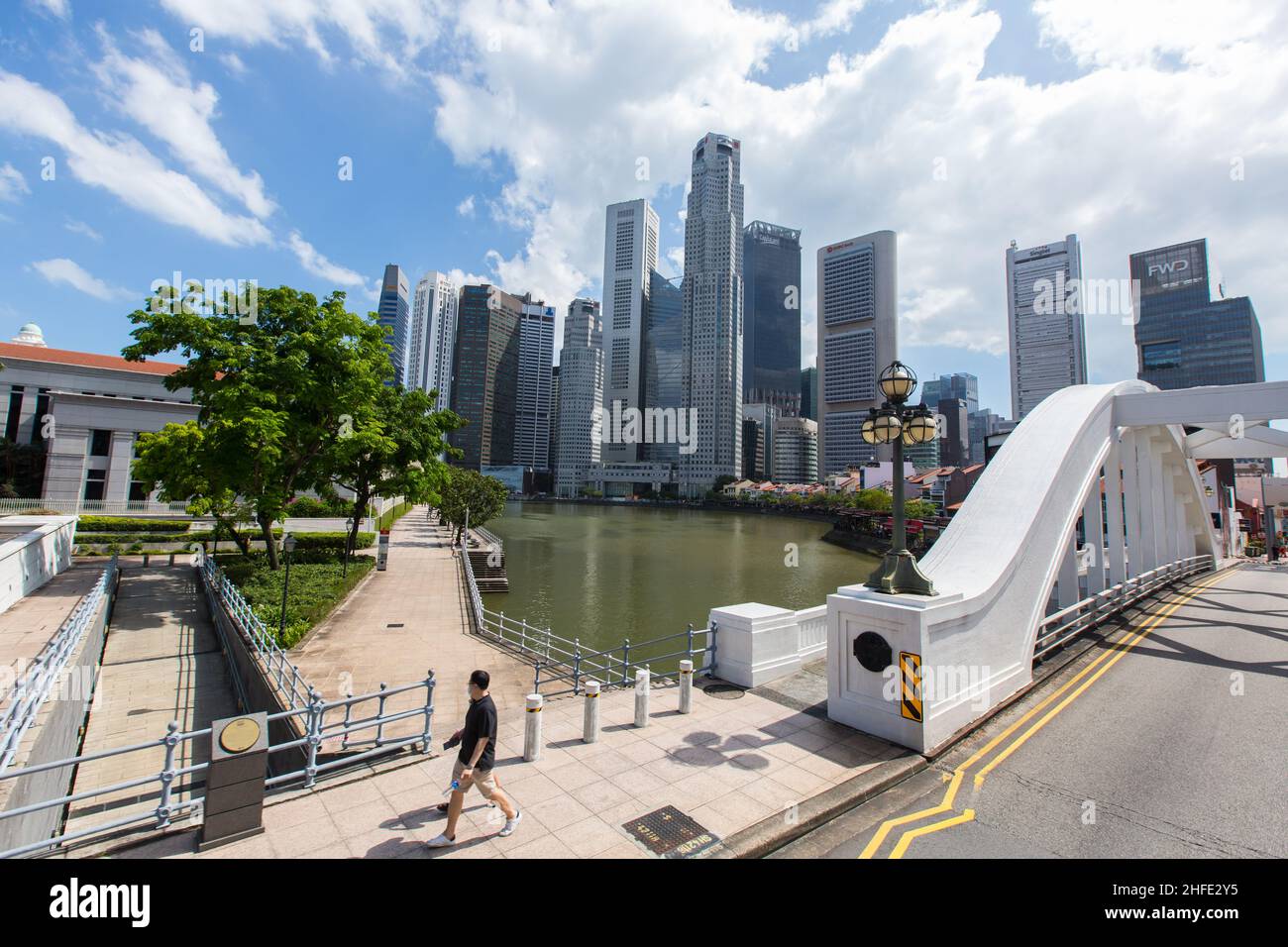 View of Singapore modernised cityscape and the super clean river. A peaceful country in Southeast Asia region. Stock Photo