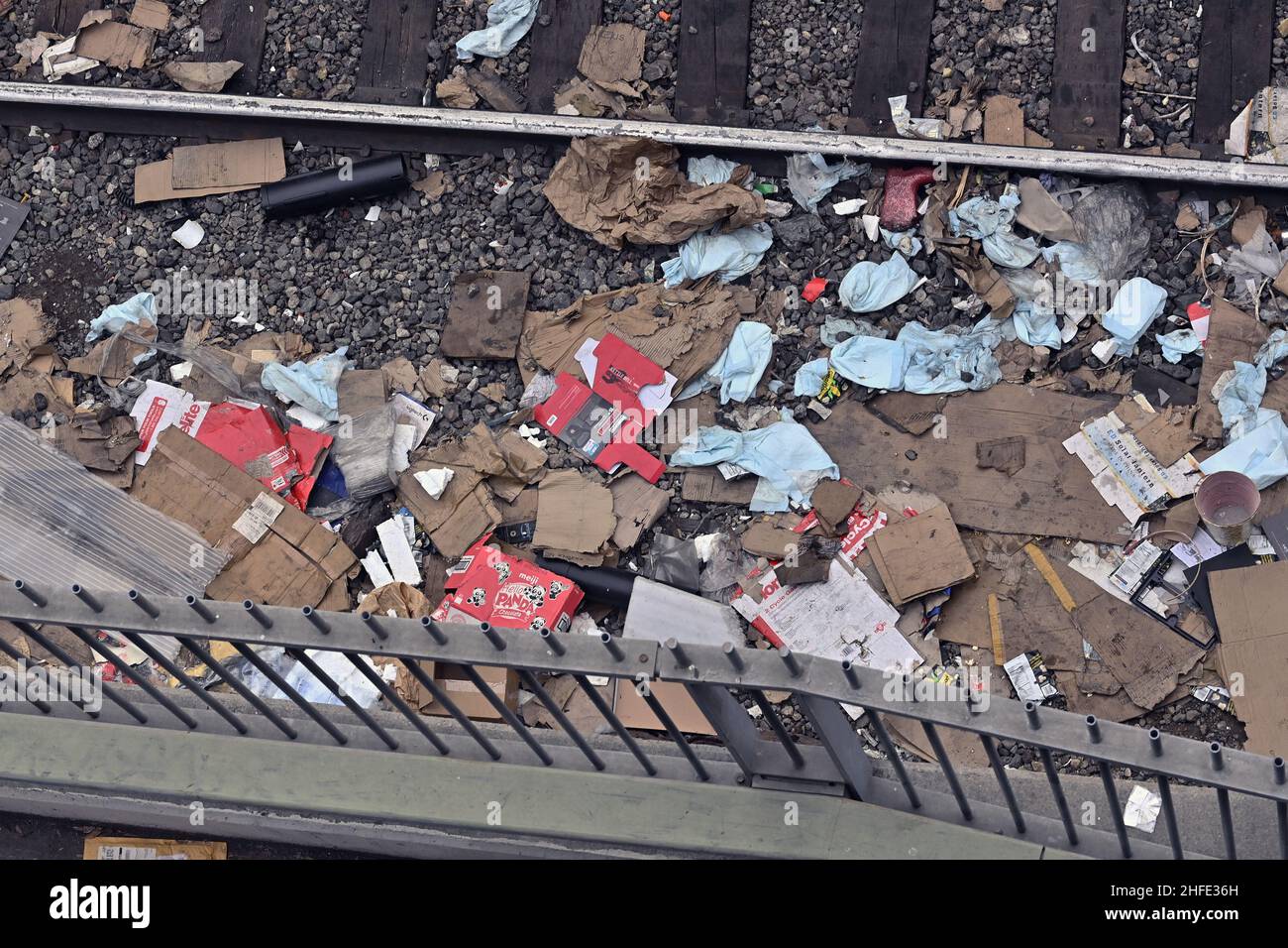 A portion of the thousands of empty boxes left by cargo thieves are